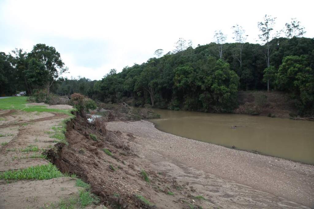 Severe riverbank erosion along Kyogle Road