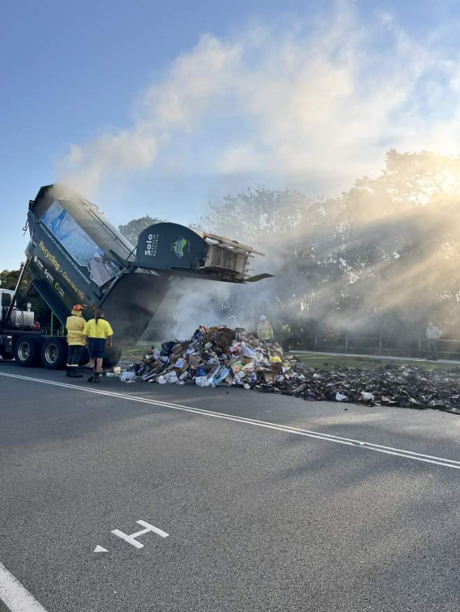 Solo truck with fire