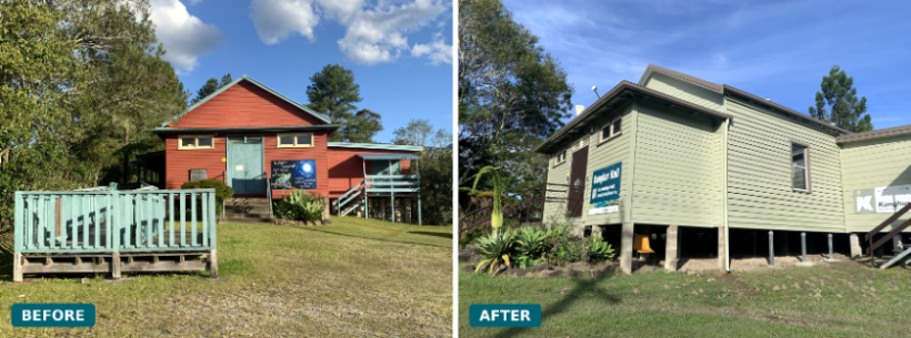 Kunghur Hall before (left) and after upgrades