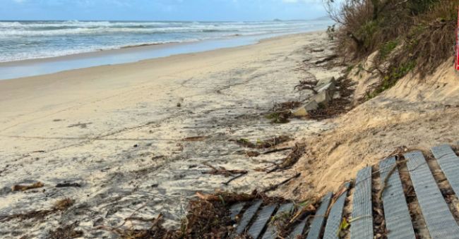 Erosion has cut into dunes along the Tweed coast, leaving pedestrian beach access points unsafe and unusable.