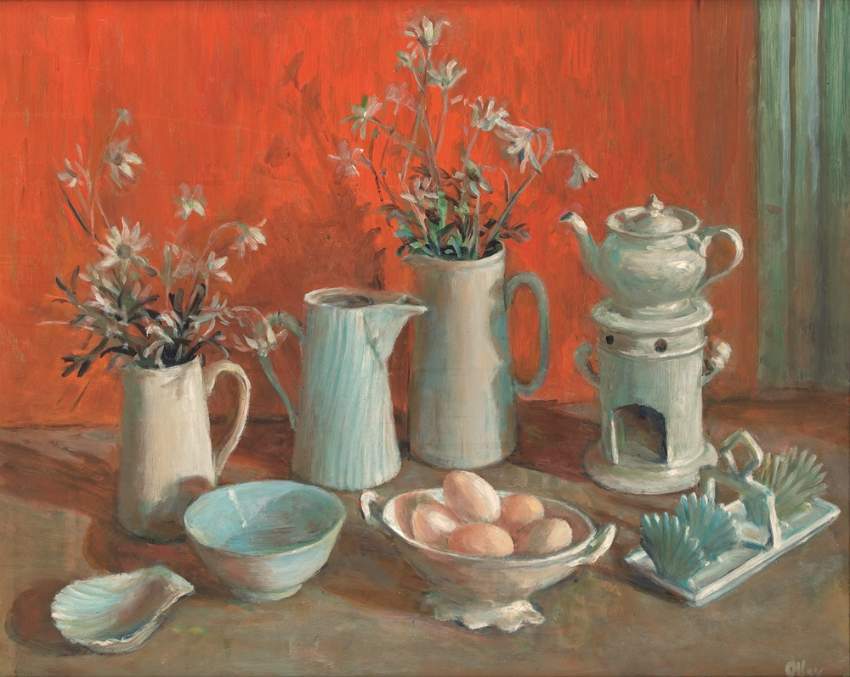 Margaret Olley, 011,White still life II 1977, oil on board, 60 x 74.5 cm