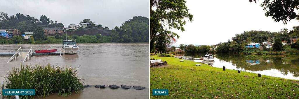 Then and now: Budd Park's pontoon at Murwillumbah